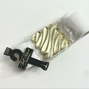Vintage Bill Blass gold abstract 80’s white stretch belt S M NOS
